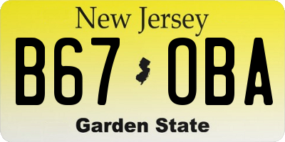 NJ license plate B67OBA