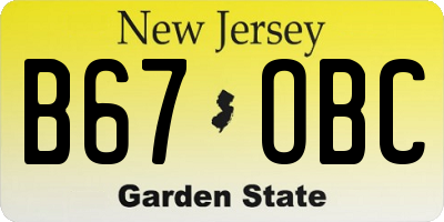 NJ license plate B67OBC