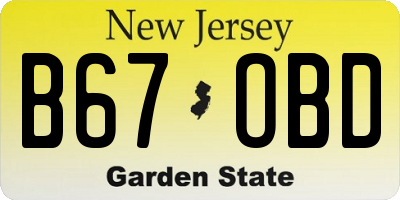 NJ license plate B67OBD