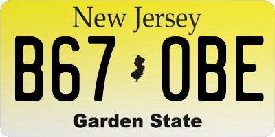 NJ license plate B67OBE