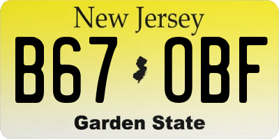 NJ license plate B67OBF