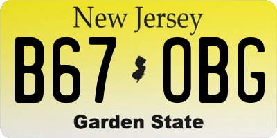 NJ license plate B67OBG