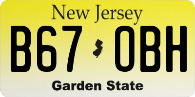 NJ license plate B67OBH
