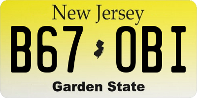 NJ license plate B67OBI