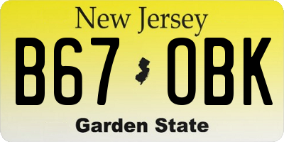 NJ license plate B67OBK