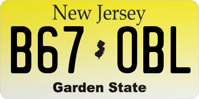 NJ license plate B67OBL
