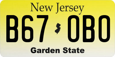 NJ license plate B67OBO