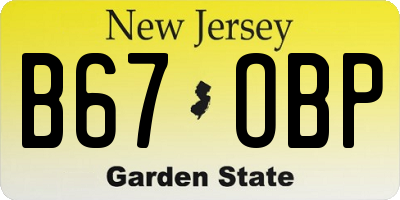 NJ license plate B67OBP