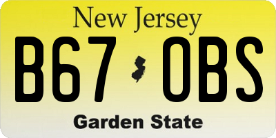NJ license plate B67OBS