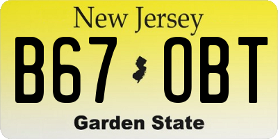 NJ license plate B67OBT
