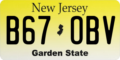 NJ license plate B67OBV