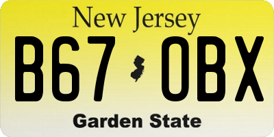 NJ license plate B67OBX