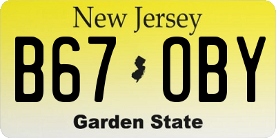 NJ license plate B67OBY