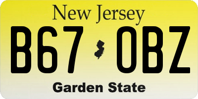 NJ license plate B67OBZ