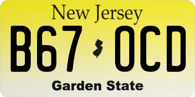 NJ license plate B67OCD