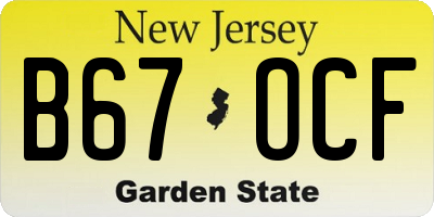 NJ license plate B67OCF