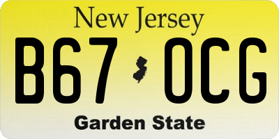 NJ license plate B67OCG