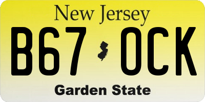 NJ license plate B67OCK
