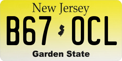 NJ license plate B67OCL