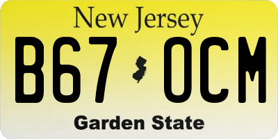 NJ license plate B67OCM