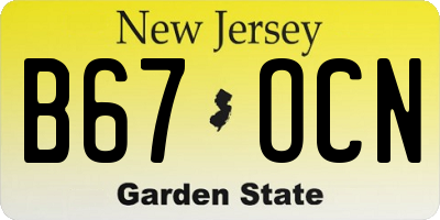 NJ license plate B67OCN