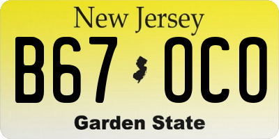NJ license plate B67OCO