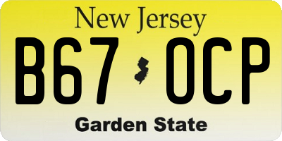 NJ license plate B67OCP