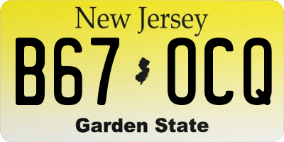 NJ license plate B67OCQ