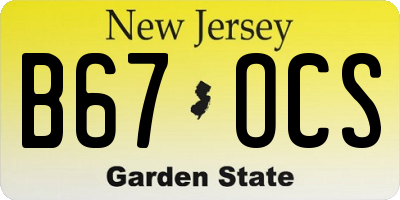NJ license plate B67OCS