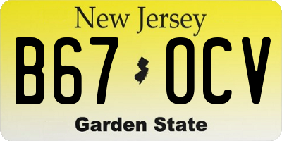 NJ license plate B67OCV