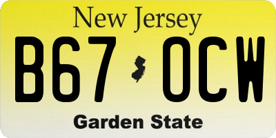 NJ license plate B67OCW