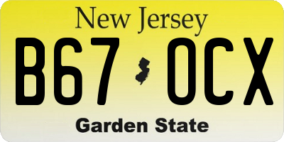 NJ license plate B67OCX