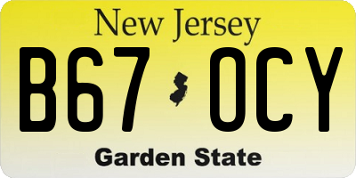 NJ license plate B67OCY