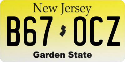 NJ license plate B67OCZ