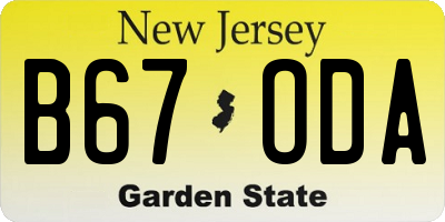NJ license plate B67ODA