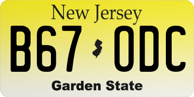 NJ license plate B67ODC