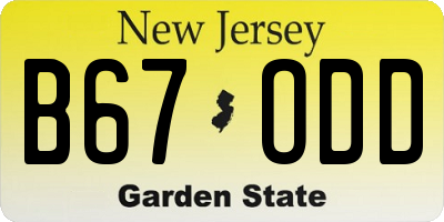 NJ license plate B67ODD