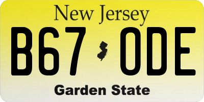 NJ license plate B67ODE