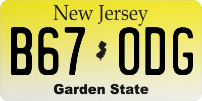 NJ license plate B67ODG
