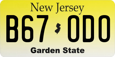 NJ license plate B67ODO