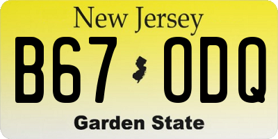 NJ license plate B67ODQ