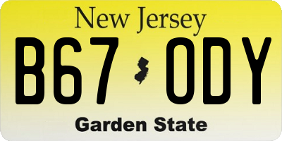 NJ license plate B67ODY