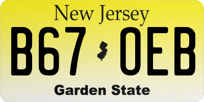 NJ license plate B67OEB