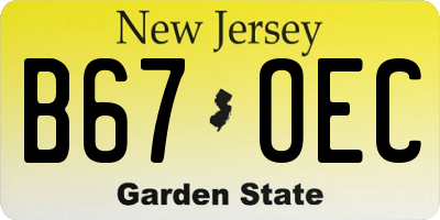 NJ license plate B67OEC