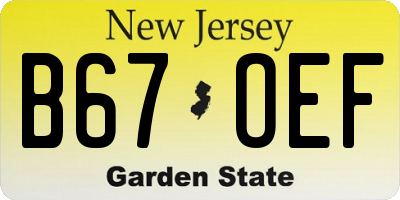 NJ license plate B67OEF