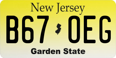 NJ license plate B67OEG