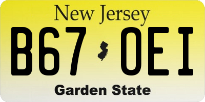 NJ license plate B67OEI