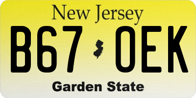 NJ license plate B67OEK