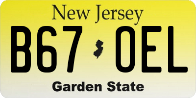 NJ license plate B67OEL