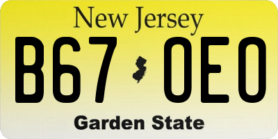 NJ license plate B67OEO